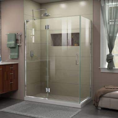 Lifestyle Shot - DreamLine Unidoor-X 48 3/8 in. W x 34 in. D x 72 in. H Frameless Hinged Shower Enclosure in Chrome