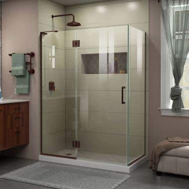 Lifestyle Shot - DreamLine Unidoor-X 48 3/8 in. W x 30 in. D x 72 in. H Frameless Hinged Shower Enclosure in Oil Rubbed Bronze