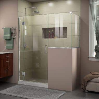 Lifestyle Shot - DreamLine Unidoor-X 60 in. W x 36 3/8 in. D x 72 in. H Frameless Hinged Shower Enclosure in Chrome