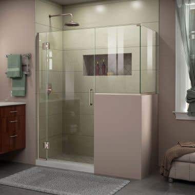 Lifestyle Shot - DreamLine Unidoor-X 58 in. W x 36 3/8 in. D x 72 in. H Frameless Hinged Shower Enclosure in Brushed Nickel