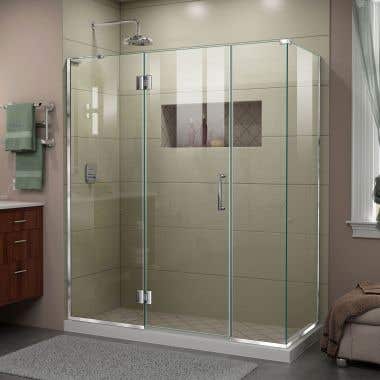 Lifestyle Shot - DreamLine Unidoor-X 63 1/2  in. W x 30 3/8 in. D x 72 in. H Frameless Hinged Shower Enclosure in Chrome