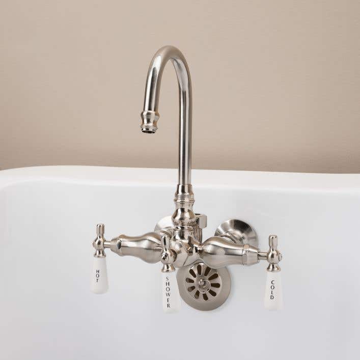 Vintage Tub & Bath Clawfoot Tub Wall Mount Faucet Porcelain Lever Handles