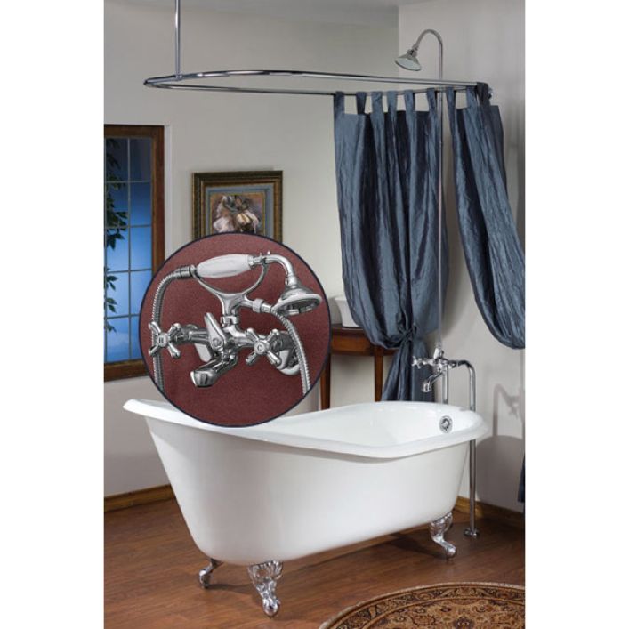Clawfoot Tub Faucet With 24 X 54 Shower Enclosure And Cross Handles C5174ch S Vintage Tub