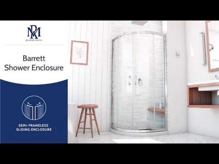 Barrett Semi Frameless Shower With Base, 38 Inch Sliding Shower Door