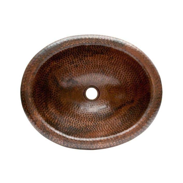 18 Inch Hand Hammered Copper Oval, Hammered Copper Undermount Bathroom Sink