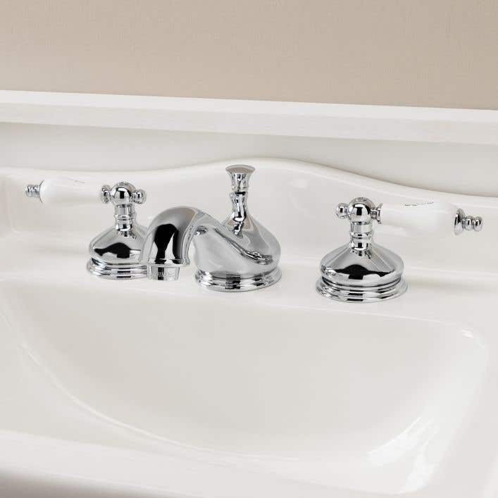 Teapot Widespread Bathroom Sink Faucet Porcelain Handles - Widespread Bathroom Sink Faucet With Traditional Lever Handles