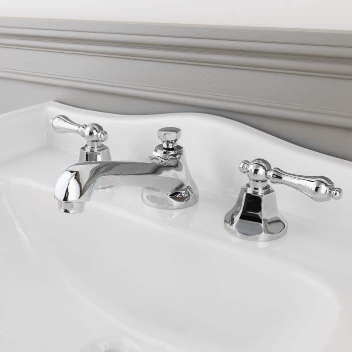 Deco Widespread Bathroom Sink Faucet Metal Lever Handles - Widespread Bathroom Sink Faucet Black