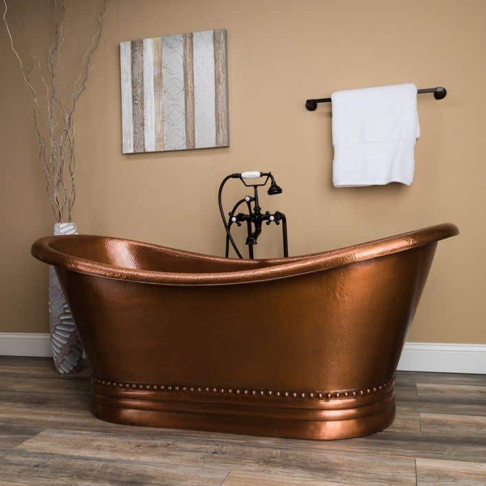 Melody 58 Inch Copper Freestanding, 58 Inch Whirlpool Bathtub Dimensions