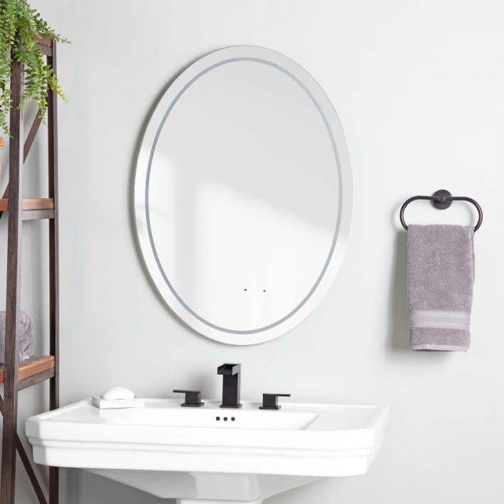 Lily Lighted Oval Bathroom Mirror Set, Oval Bathroom Mirror With Lights