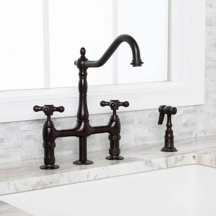 Bridge Style Kitchen Faucet Metal, Farmhouse Sink Faucet Recommendation