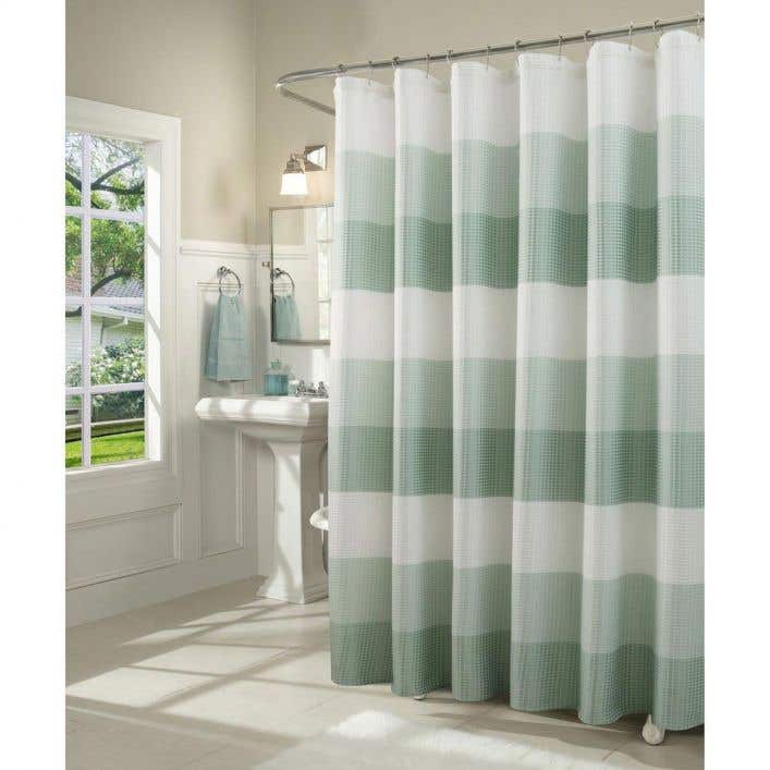 machine washable ~ NEW Polyester Classic Stripe Fabric Shower Curtain 