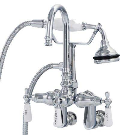 Randolph Morris Wall Mount Gooseneck Clawfoot Tub Faucet with Handshower and Adjustable Couplers