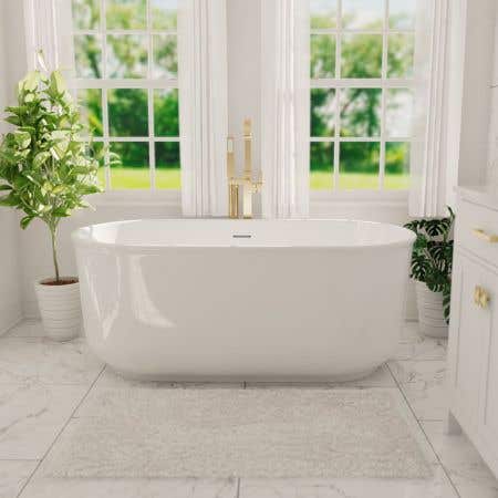 Taft Acrylic Double Ended Freestanding Tub Package - No Faucet Drillings - Brushed Brass