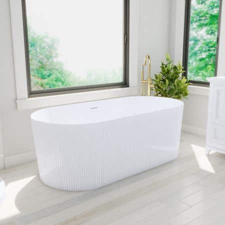 Groove 59 Inch Acrylic Fluted Freestanding Tub