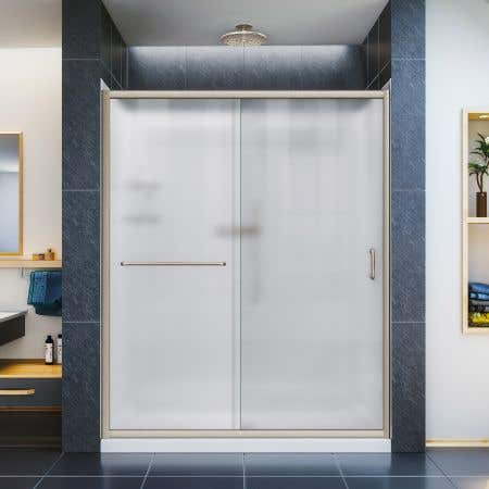Lifestyle Shot - DreamLine Infinity-Z 36 in. D x 60 in. W x 76 3/4 in. H Frosted Sliding Shower Door in Brushed Nickel
