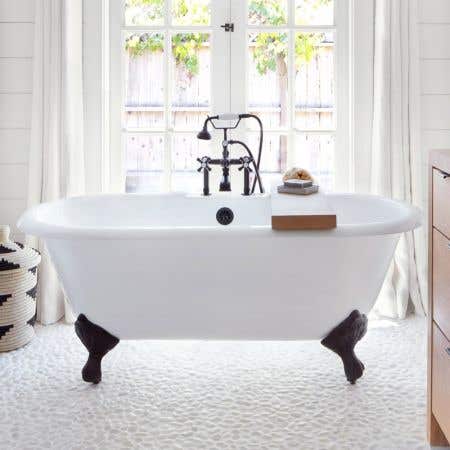 Cambridge Cast Iron Double Ended Clawfoot Tub - Rim Faucet Drillings