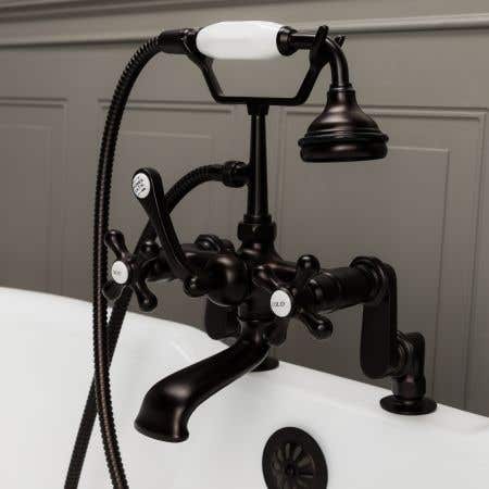Oil Rubbed Bronze Deck Mount Clawfoot Tub Faucet with Handshower