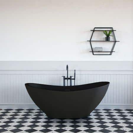 Matte Black - Parker 69 Inch Acrylic Double Ended Freestanding Tub