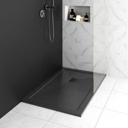 Lifestyle View - Resin Shower Base with Lip - Slate
