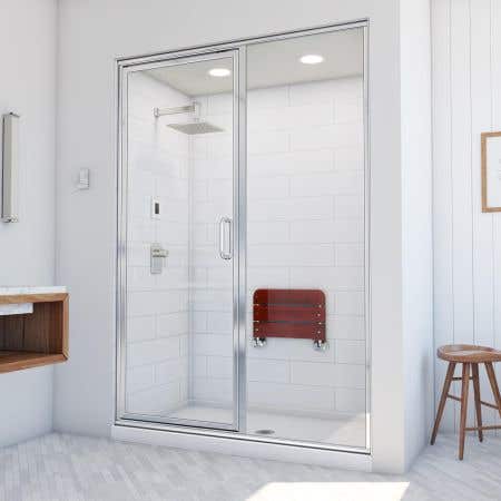 Lifestyle - Modern Subway Tile Framed Steam Shower Enclosure with Shower Base